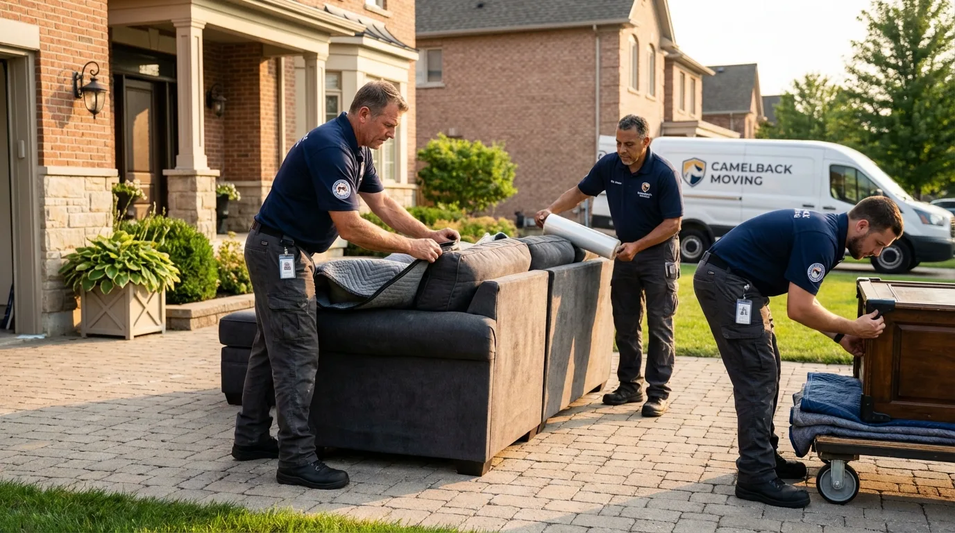Large estate moving crew wrapping furniture in Elgin, MN
